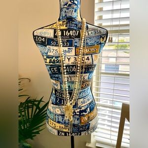 Multi-Strand Necklace Knotted Faux Pearls and Chains